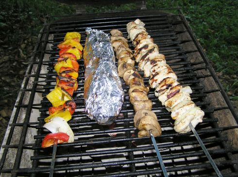 Chicken and Veggie Kabobs with Foil-Pack Potatoes