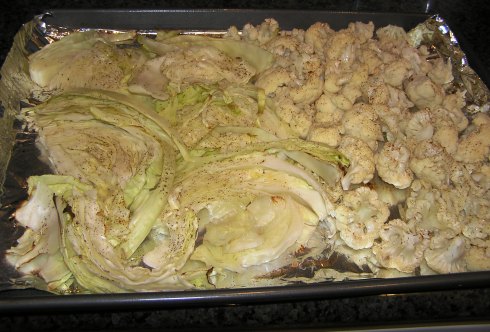 Roasted Cabbage and Cauliflower