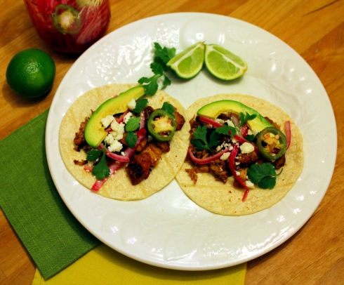 Carnitas Tacos with Spicy Pickled Red Onions 