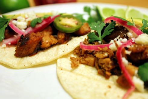Carnitas Tacos with Spicy Pickled Red Onions