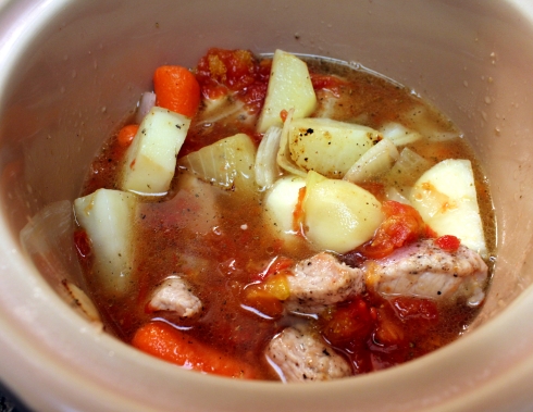 Stew in the Crock Pot Ready to Cook
