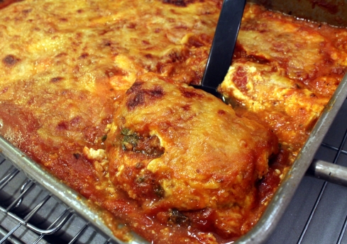 Zucchini and Spinach Lasagna with Paul's Spicy Sauce