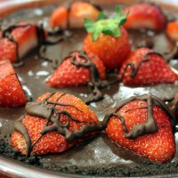 No-Bake Chocolate Ganache Tart with Strawberries and Sea Salt Flakes